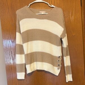 It's Our Time Tan and Cream Striped Sweater